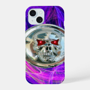 SKULL RIDERS Pink Blue Purple Fractal Swirls iPhone 15 Case