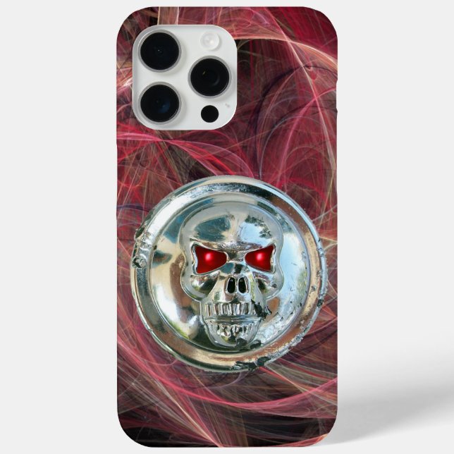 SKULL RIDERS Pink Metal Grey Fractal Swirls Case-Mate iPhone Case (Back)