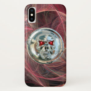 SKULL RIDERS Pink Metal Grey Fractal Swirls Case-Mate iPhone Case