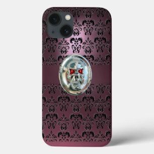 SKULL RIDERS PURPLE PINK BLACK DAMASK iPhone 13 CASE