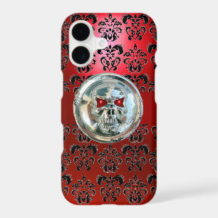 SKULL RIDERS RED BLACK DAMASK