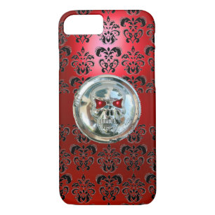 SKULL RIDERS RED BLACK DAMASK Case-Mate iPhone CASE