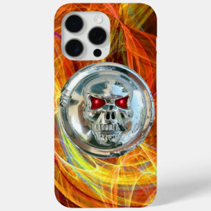 SKULL RIDERS Yellow Orange Fractal Swirls iPhone 15 Pro Max Case