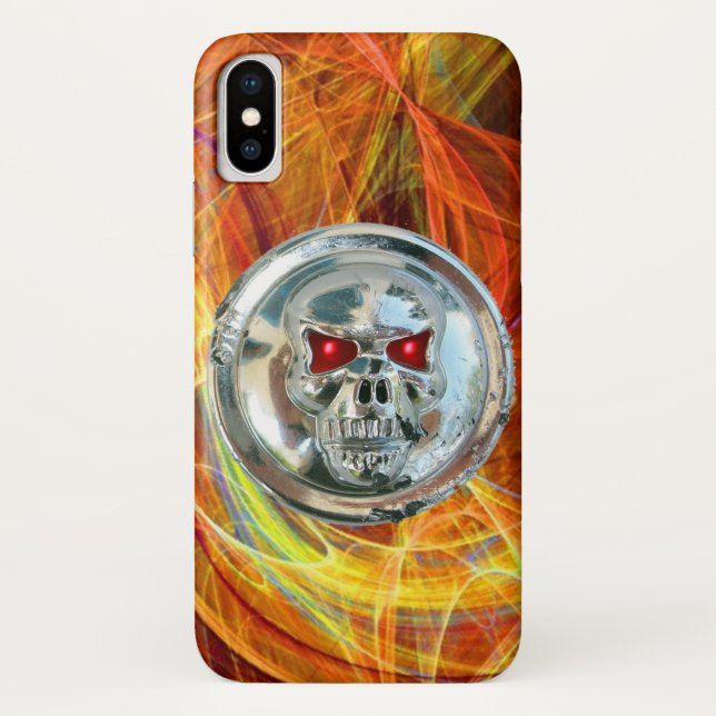 SKULL RIDERS Yellow Orange Fractal Swirls Case-Mate iPhone Case (Back)