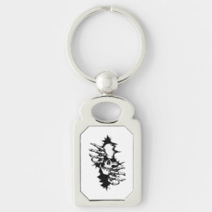 Skull Ripping Through Wall with Skeleton Hands Keychain