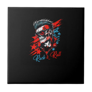 skull rock and roll art for tshirt tile