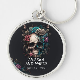 Skull Rock and Roll Gothic Wedding Favour Keychain