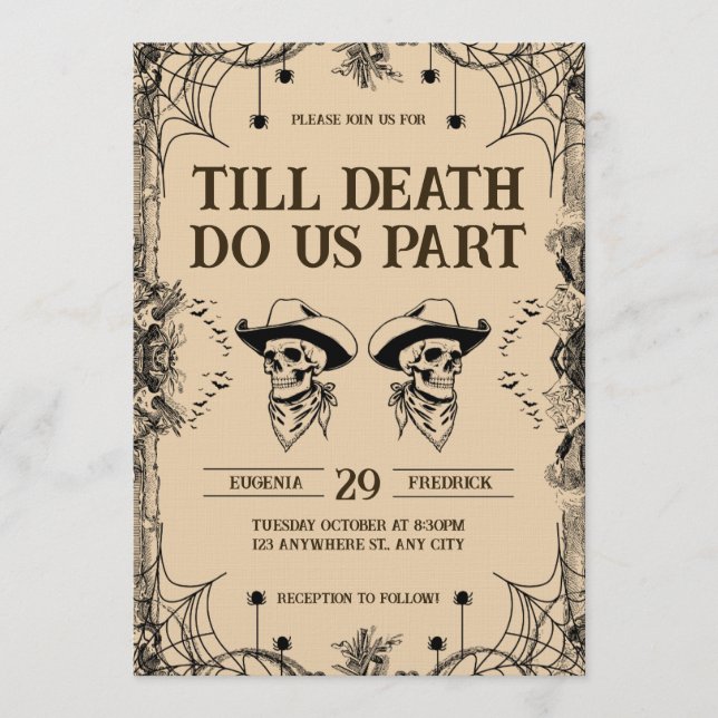 Skull Romance Till Death Do Us Part Wedding Invitation (Front)