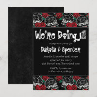 Skull Rose Chalk | Funky Black White Bridal Shower