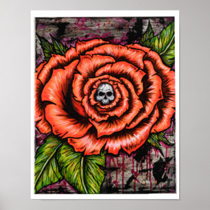 Skull rose poster