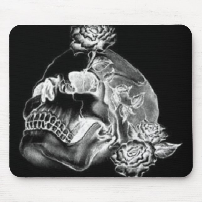 Skull & Roses Black Mousepad (Front)
