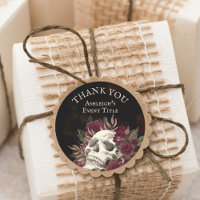 Skull Roses Burgundy Black Grunge THANK YOU