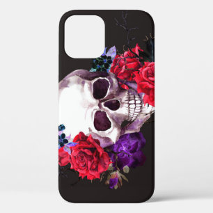 Skull & Roses: Dark Floral Watercolor. iPhone 12 Case