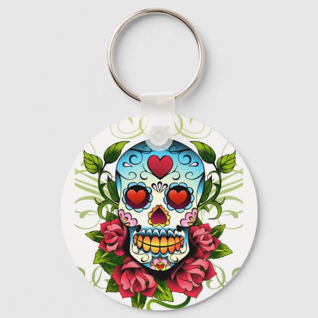 Skull Roses Keychain (Front)