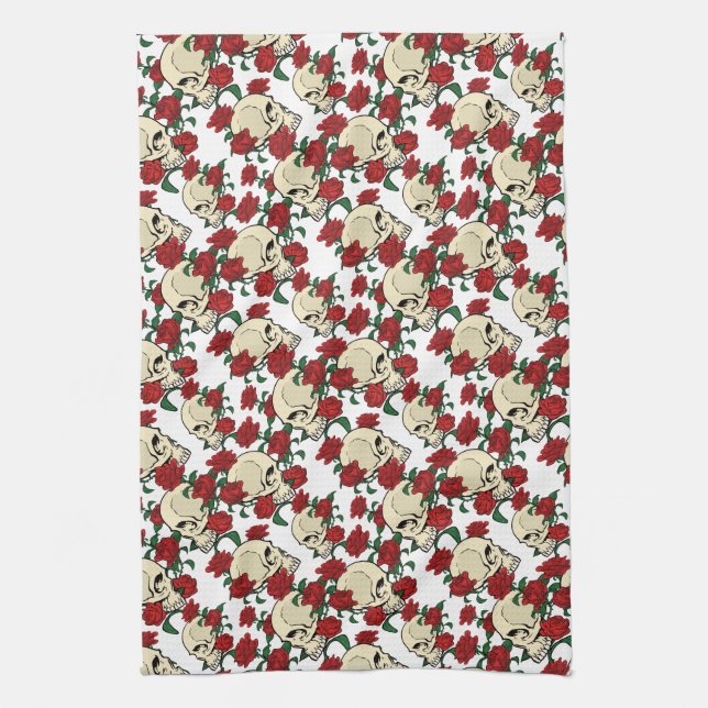 Skull & Roses Kitchen Towel (Vertical)