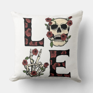 Skull & Roses Throw Pillow