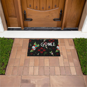 Skull Roses Zia Sun Greenery Black New Mexico Doormat