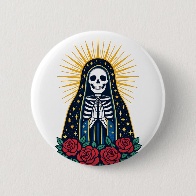 Skull Saint 2 Inch Round Button (Front)