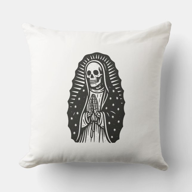 Skull Saint Throw Pillow (Front)