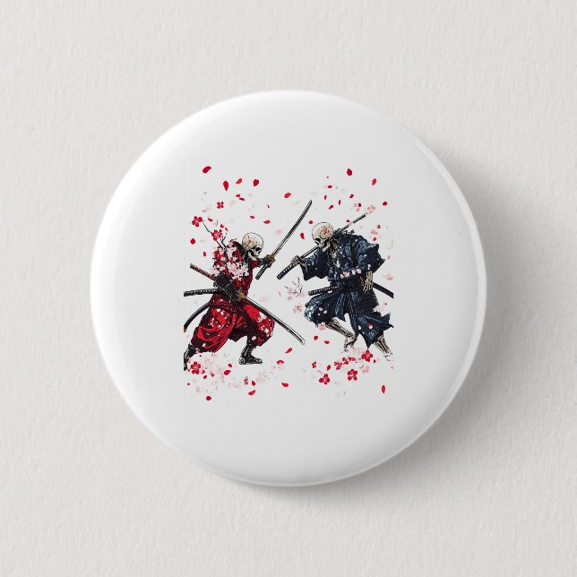 Skull Samurai Duel 2 Inch Round Button (Front)