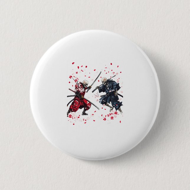 Skull Samurai Duel 2 Inch Round Button (Front)
