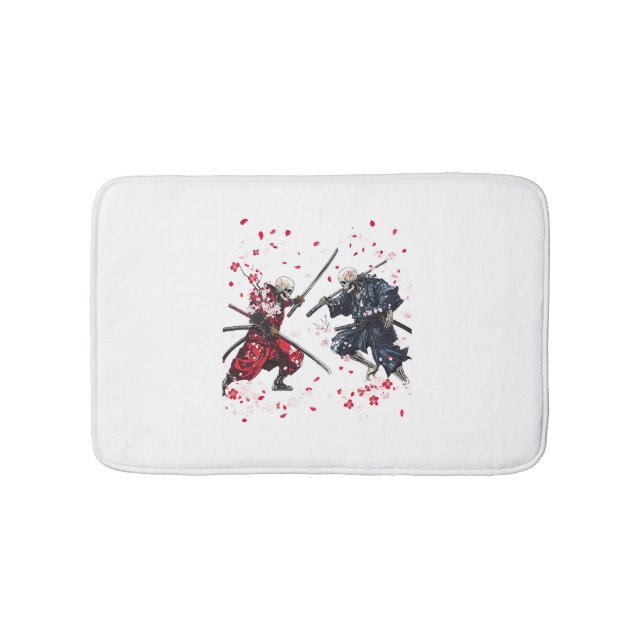 Skull Samurai Duel Bath Mat (Front)