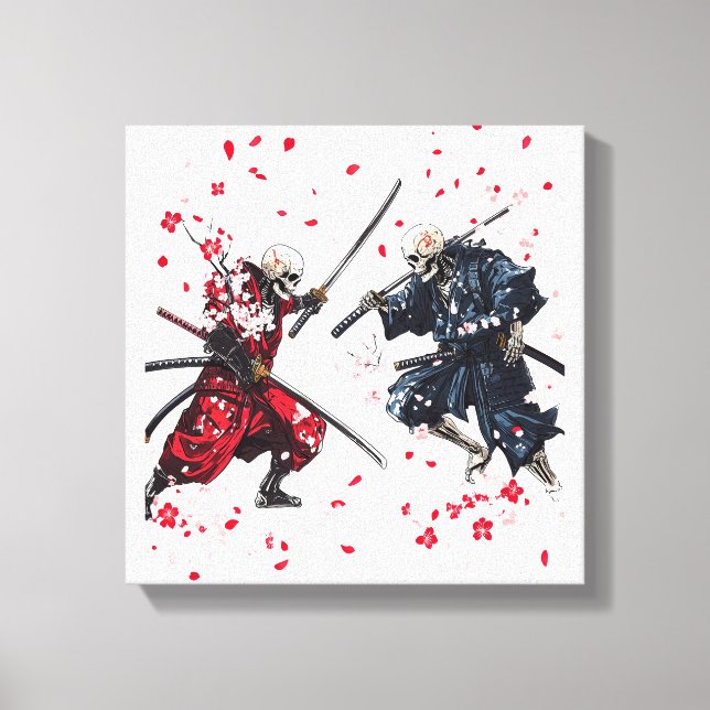 Skull Samurai Duel Canvas Print (Front)