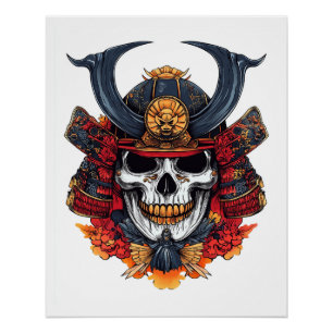 Skull Samurai Mask Poster