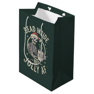 Skull Santa Dead Inside Christmas Vintage Jolly Af Medium Gift Bag