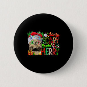Skull Santa Scary Santa Merry Christmas Matching F 2 Inch Round Button