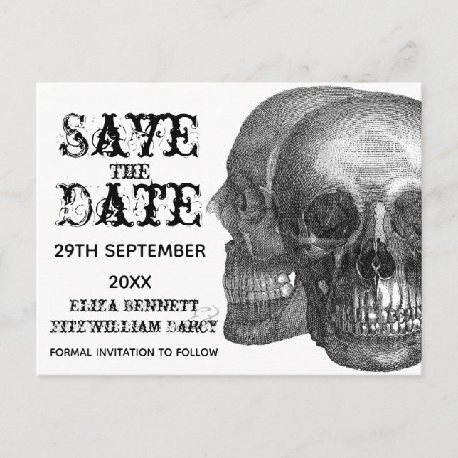 Skull Save the Date Postcard (Front)
