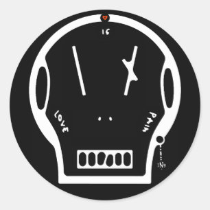 Skull says: "love is pain" classic round sticker