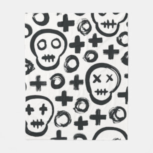 Skull seamless background. Surface decoration with Fleece Blanket