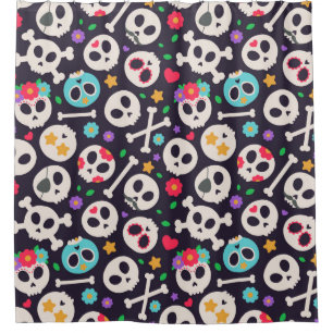 Skull set. Seamless pattern with flat design of sk