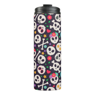 Skull set. Seamless pattern with flat design of sk Thermal Tumbler