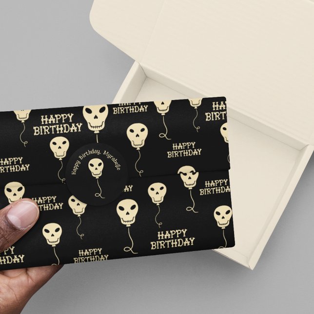 Skull Shaped Balloons Goth Happy Birthday Tissue Paper (Creator Uploaded)