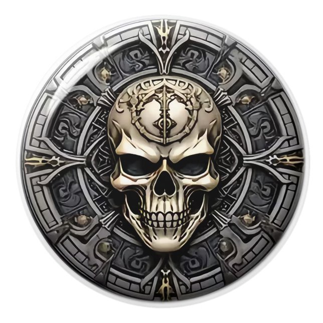 Skull Shield Design Gothic Ceramic Knob (Front)