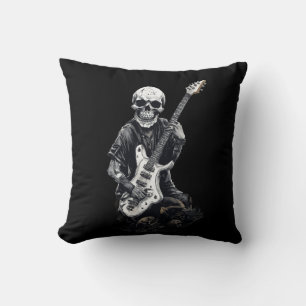 Skull Shredder – Spooky Electric Guitar T-Shirt Throw Pillow