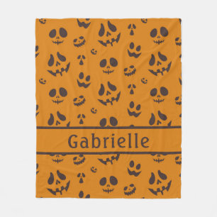 Skull Silhouette Pattern Brown Fleece Blanket