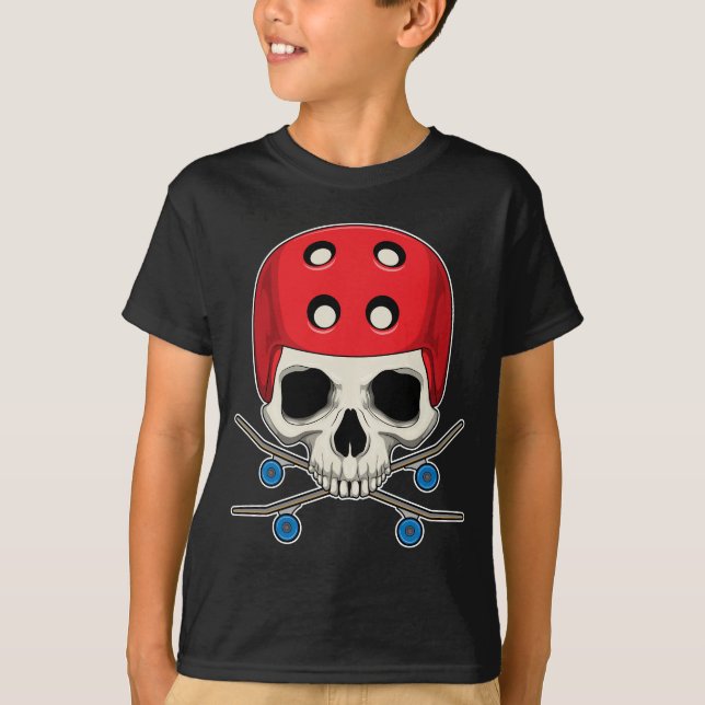 Skull Skater Skateboard Sports T-Shirt (Front)