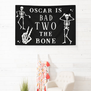 Skull Skeleton Bad to the Bone 2nd Birthday  Banner