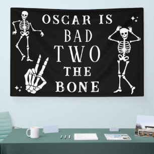 Skull Skeleton Bad to the Bone 2nd Birthday  Banner