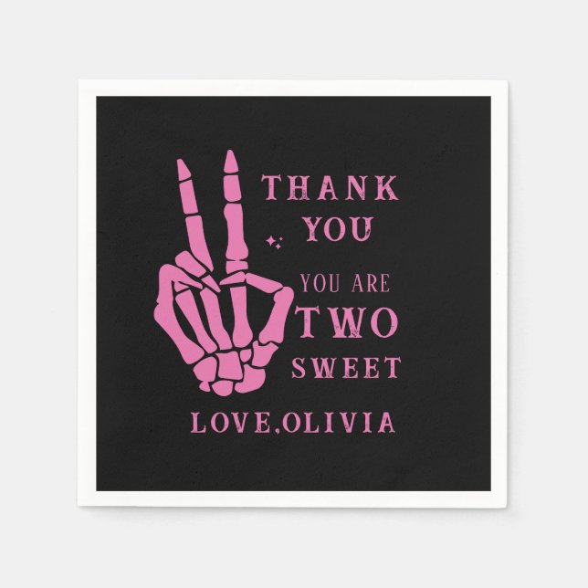 Skull Skeleton Bad to the Bone 2nd Birthday  Napkin (Front)