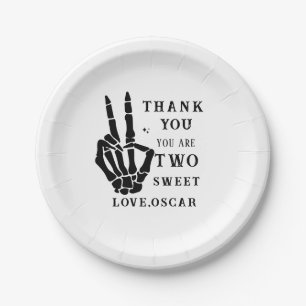 Skull Skeleton Bad to the Bone 2nd Birthday  Paper Plate