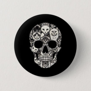 Skull Skeleton Halloween Costume Skull Cat 2 Inch Round Button