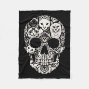 Skull Skeleton Halloween Costume Skull Cat Fleece Blanket