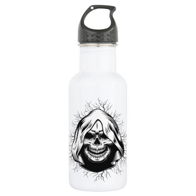 Skull Skeleton Halloween Water Bottle (Front)