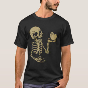 Skull Skeleton Hand Holding Red Heart Love T-Shirt