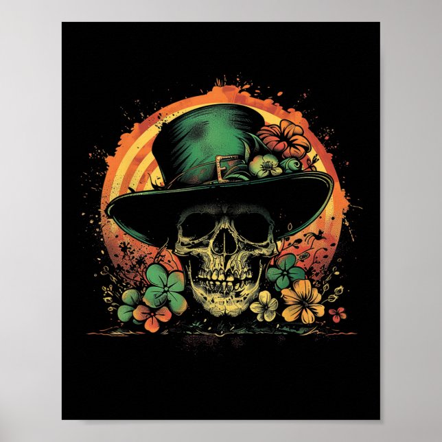 Skull Skeleton - Leprechaun St. Patrick's Day Sain Poster (Front)