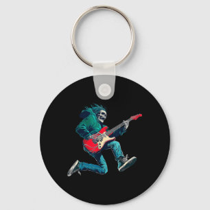 Skull Skeleton Playing Guitar Star Rock Roll Music Keychain